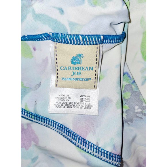Caribbean Joe Floral Tankini Top Size 8 White Blue Green Purple - Picture 4 of 5
